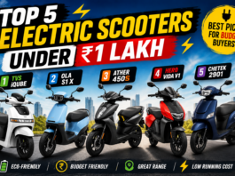 Top 5 Best Electric Scooters Under 1 Lakh in India 2026